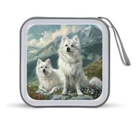 Americanes Eskimoess Dog Print CD Case Portable DVD Storage Small CD Holder Organizer for Home Travel