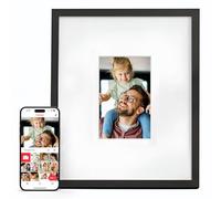 Americanflat 10.1" WiFi Digital Picture Frame in Real Matted 15x18 Frame - Touchscreen, Send Photos & Videos Via Frameo App - Wall or Tabletop - Gift for Grandparents - Black
