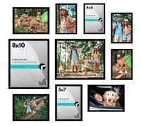 Americanflat 10 Pack Black Photo Frames Collage Wall Decor - Gallery Wall Frame Set with Two 8x10, Four 5x7, and Four 4x6 Frames, Shatter-Resistant Glass, Hanging Hardware, and Easel Included