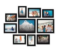 Americanflat 10 Piece Gallery Wall Frame Set in Black - Two 8x10 Frame, Four 7x5 Frames, Four 6x4 Frames - Collage Photo Frames for Wall with Horizontal and Vertical Formats for Wall and Tabletop