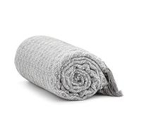 Americanflat 100% Cotton Throw Blanket for Couch - 50x60 - All Seasons Neutral Lightweight Cozy Soft Blankets & Throws for Bed, Sofa or Chair. Indoor or Outdoor [White and Gray Mini Diamond Pattern]