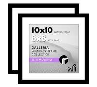 Americanflat 10x10 Picture Frame with Polished Plexiglass - Set of 2 - Use as 8x8 or 10x10 - Black Galleria Collection - Tabletop & Wall Display