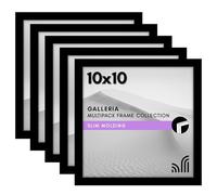 Americanflat 10x10 Picture Frame with Polished Plexiglass - Set of 5 - Galleria Collection - Gallery Wall Frame Set for Tabletop and Wall Display - Black