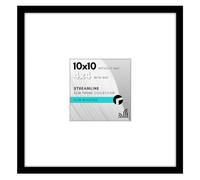 Americanflat 10x10 Picture Frame with Shatter-Resistant Glass - Use as 4x4 Frame with Mat or Display 10x10 Photo Without Mat - Streamline Collection - Square Frames for Tabletop or Wall - Black