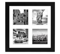 Americanflat 10x10 Photo Frame in Black - Square Frame with Four 4x4 Photo Frame Openings - Multi Aperture Wooden Photo Frame for Wall