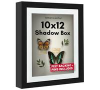 Americanflat 10x12 Shadow Box Frame with Shatter-Resistant Glass - Use as 8x10 Frame with Mat or 10x12 Without Mat - Silhouette Collection - Black with Soft Felt Back