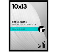 Americanflat 10x13 Picture Frame with Shatter-Resistant Glass - Streamline Collection - Thin Border Photo Frame for Wall and Tabletop Display - Hanging Hardware and Easel Back Included - Black
