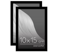 Americanflat 10x15 cm Picture Frame with Shatter-Resistant Glass - Set of 2 - Streamline Collection - Thin Border Photo Frame with Hanging Hardware and Easel for Tabletop and Wall Display - Black