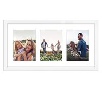 Americanflat 10x20 Panoramic Picture Frame in White - Three 7x5 Photo Frame Openings with Shatter Resistant Glass - Multi Aperture Panoramic Frame, Horizontal and Vertical Format for Wall