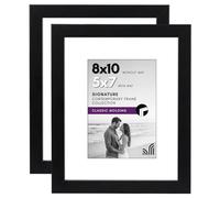 Americanflat 10x8 Photo Frames in Black - Set of 2 - Use as 7x5 Photo Frames with Mount or 8x10 Frames Without Mount - Horizontal and Vertical Formats for Wall and Tabletop