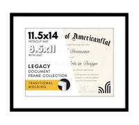 Americanflat 11.5x14 Diploma Frame in Black - Displays 8.5x11 Diplomas with Mat or Use as 11.5x14 Frame Without Mat - Document Frame with Polished Plexiglass Front and Wall Hanging Hardware for Wall