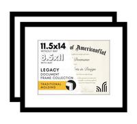 Americanflat 11.5x14 Picture Frame Set of 2 in Black - Use as 8.5x11 Picture Frame with Mat or 11.5x14 Frame Without Mat - Collage Picture Frames with Plexiglass Cover - Horizontal or Vertical Display