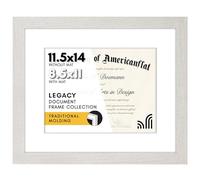 Americanflat 11.5x14 Picture Frame with Shatter-Resistant Glass - Use as 8.5x11 Frame with Mat or Display 11.5x14 Photo Without Mat - Hudson Collection - Wide Picture Frames for Wall Display - White