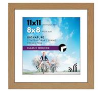 Americanflat 11x11 Picture Frame with Shatter-Resistant Glass - Use as 8x8 Frame with Mat or Display 11x11 Photo Without Mat - Signature Collection - Square Frames for Wall Display - Dark Oak