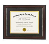 Americanflat 11x14 Diploma Frame - Use as 8.5x11 Certificate Frame or Display 11x14 Photo Without Mat - Legacy Collection - Beaded Mahogany Vintage Frames - Shatter-Resistant Glass - Black & Gold Mat