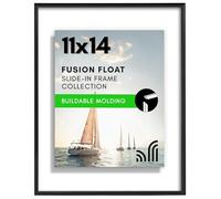 Americanflat 11x14 Floating Picture Frame with Shatter-Resistant Glass - Fits 8x10 Photos or Smaller - Slide-In Photo Frame - Fusion Float Collection - Floating Frame for Tabletop or Wall - Black