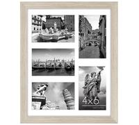 Americanflat 11x14 Picture Frame in Driftwood - Five 6x4 Photo Frame Openings with Shatter Resistant Glass - Multi Aperture Collage Frame with Horizontal and Vertical Format for Wall