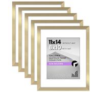 Americanflat 11x14 Picture Frame Set of 5 in Gold - Use as 8x10 Picture Frame with Mat or 11x14 Frame Without Mat - Picture Frames Collage Wall Decor with Plexiglass Cover - Gallery Wall Frame Set