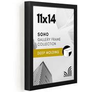 Americanflat 11x14 Picture Frame with Shatter-Resistant Glass - Soho Collection - Gallery Style Deep Molding Picture Frames for Wall Display - Black