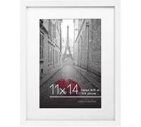 Americanflat 11x14 Picture Frame with Shatter-Resistant Glass - Use as 8x10 Frame with Mat or 11x14 Frame Without Mat - Signature Collection - Photo Frame for Wall Display - White