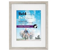 Americanflat 11x14 Picture Frame with Shatter-Resistant Glass - Use as 8x10 Frame with Mat or Display 11x14 Photo Without Mat - Signature Collection - Picture Frames for Wall Display - Driftwood