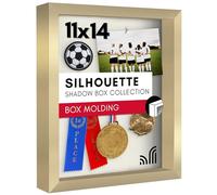 Americanflat 11x14 Shadow Box Frame in Gold with Soft Linen Back - Composite Wood with Polished Glass - Horizontal and Vertical Formats for Wall and Tabletop