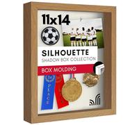 Americanflat 11x14 Shadow Box Frame in Oak with Soft Linen Back - Composite Wood with Polished Glass - Horizontal and Vertical Formats for Wall and Tabletop