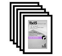 Americanflat 11x15 Picture Frame Set of 5 in Black - Use as 8x12 Picture Frame with Mat or 11x15 Frame Without Mat - Gallery Wall Frame Set with Hanging Hardware - Horizontal or Vertical Display