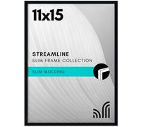 Americanflat 11x15 Picture Frame with Polished Plexiglass - Streamline Collection - Thin Border Picture Frame for Wall Display - Hanging Hardware Included - Black