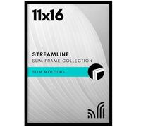 Americanflat 11x16 Picture Frame with Polished Plexiglass - Streamline Collection - Thin Border Picture Frame for Wall Display - Hanging Hardware Included - Black