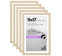 Americanflat 11x17 Picture Frame With Polished Plexiglass - Set of 5 - Use as 9x15 With Mat or 11x17 Without Mat - Galleria Collection - Gallery Wall Set for Wall - Natural Oak