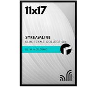 Americanflat 11x17 Picture Frame with Polished Plexiglass - Streamline Collection - Thin Border Picture Frame for Wall Display - Hanging Hardware Included - Black