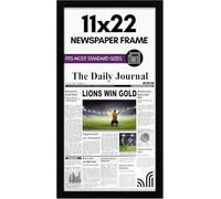 Americanflat 11x22 Newspaper Frame with Polished Plexiglass - Display for Assorted Media Articles - Signature Collection - Modern Picture Frame for Wall Display - Black