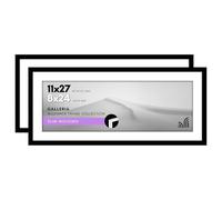 Americanflat 11x27 Picture Frame with Polished Plexiglass - Set of 2 - Use as 8x24 Frame with Mat or 11x27 Frame Without Mat - Galleria Collection - Gallery Wall Frame Set for Wall Display - Black