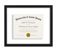 Americanflat 12.5x15 Diploma Frame with Shatter-Resistant Glass - Floating Frame Made of Engineered Wood - Signature Float Collection - Picture Frames for Wall Display - Black