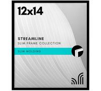 Americanflat 12x14 Picture Frame with Polished Plexiglass - Streamline Collection - Thin Border Picture Frame for Wall Display - Hanging Hardware Included - Black