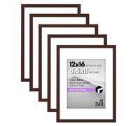 Americanflat 12x16 Picture Frame Set with Polished Plexiglass - Use as 8.5x11 with Mat or 12x16 Without - Galleria Collection - Mahogany