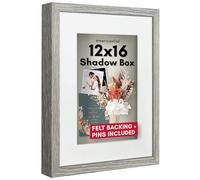 Americanflat 12x16 Shadow Box Frame with Polished Plexiglass - Use as 8x12 Frame with Mat or 12x16 Without Mat - Silhouette Collection - Driftwood with Soft Felt Back