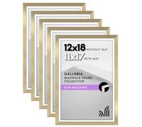 Americanflat 12x18 Picture Frame Set of 5 in Gold - Use as 11x17 Picture Frame with Mat or 12x18 Frame Without Mat - Picture Frames Collage Wall Decor with Plexiglass Cover - Gallery Wall Frame Set