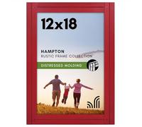 Americanflat 12x18 Poster Frame with Polished Plexiglass - Hampton Collection - Distressed Wood Picture Frames for Wall Display - Red
