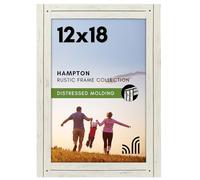 Americanflat 12x18 Poster Frame with Polished Plexiglass - Hampton Collection - Distressed Wood Picture Frames for Vertical or Horizontal Wall Display - Aspen White