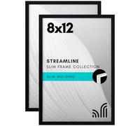 Americanflat 12x8 Photo Frame in Black with Shatter Resistant Glass - Set of 2 - Thin Photo Frame for Wall and Tabletop Display - Hanging Hardware and Easel Back Included