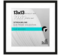 Americanflat 13x13 Picture Frame with Polished Plexiglass - Use as 10x10 Frame with Mat or 13x13 Frame Without Mat - Streamline Collection - Thin Photo Frame for Wall Display - Black