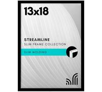 Americanflat 13x18 Picture Frame with Polished Plexiglass - Streamline Collection - Thin Border Picture Frame for Wall Display - Hanging Hardware Included - Black