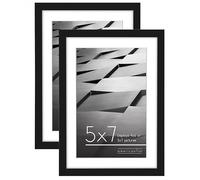 Americanflat 13x18cm Photo Frames in Black - Set of 2 - Thin Border 10x15cm Photo Frames with Mount or 13x18cm Frames without Mount - Horizontal and Vertical Formats for Wall and Tabletop