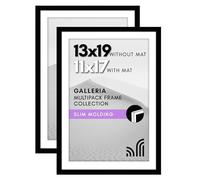 Americanflat 13x19 Picture Frame in Black, 2 Pack - Use as 11x17 Picture Frame with Mat - Includes Sawtooth Hanging Hardware For Horizontal or Vertical Display