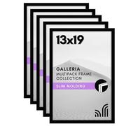 Americanflat 13x19 Picture Frame with Polished Plexiglass - Set of 5 - Galleria Collection - Gallery Wall Frame Set for Wall Display - Black