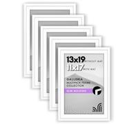 Americanflat 13x19 Picture Frame With Polished Plexiglass - Set of 5 - Use as 11x17 With Mat or 13x19 Without Mat - Galleria Collection - Gallery Wall Set for Wall Display - White