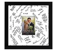 Americanflat 14x14 Black Wedding Signature Picture Frame - Use as 5x7 Picture Frame with Mat or 14x14 Frame without Mat - Wedding Picture Frame with Shatter Resistant Cover
