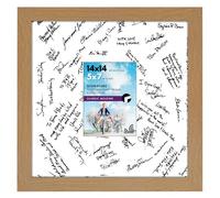 Americanflat 14x14 Wedding Signature Frame with Shatter-Resistant Glass - Use as 5x7 Frame with Mat or Display 14x14 Photos Without Mat - Signature Collection - Autograph Frames for Wall - Dark Oak